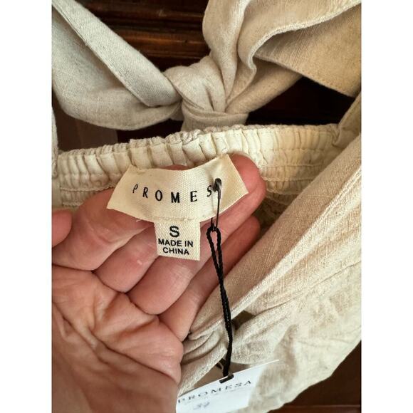 Women's Promesa Linen Blend Romper Oatmeal Beige Size small NWT - Picture 5 of 11